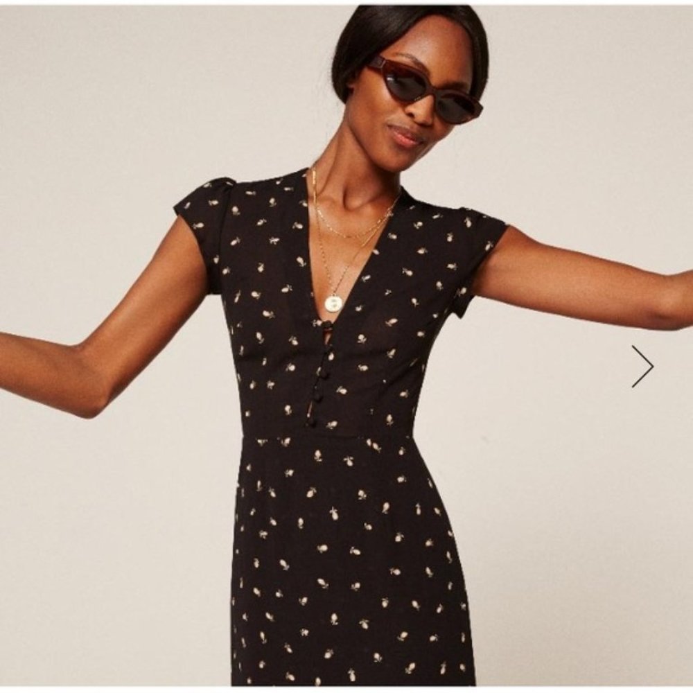 Reformation Ailey Dress - Bea - Black Pattern - Size 2